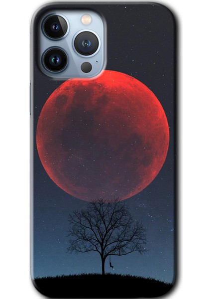 Apple iPhone 13 Pro Kılıf Hd Desen Baskılı Arka Kapak - Kanlı Ay