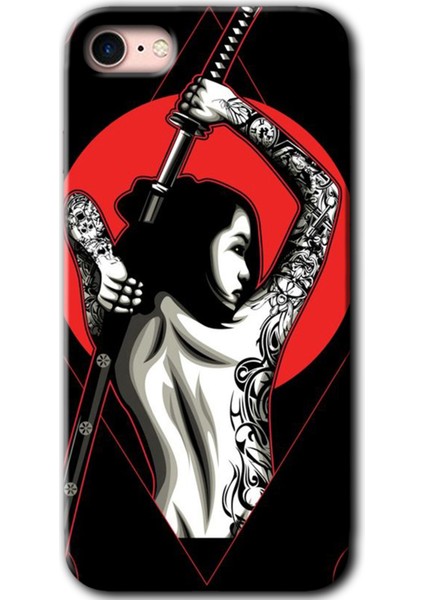 Apple iPhone 8 Kılıf Hd Desen Baskılı Arka Kapak - Samurai Girl