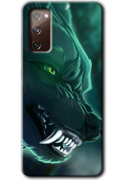 Samsung Galaxy S20 Fe Kılıf Hd Desen Baskılı Arka Kapak - Yeşil Kurt