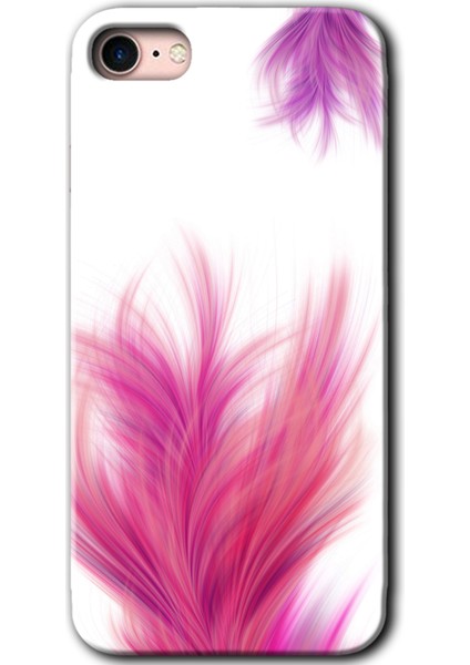 Apple iPhone Se 2022 Kılıf Hd Desen Baskılı Arka Kapak - Pembe Tüy