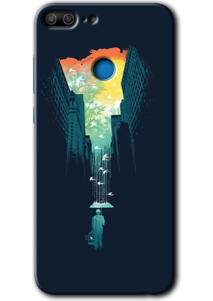 Honor 9 Lite Kılıf Hd Desen Baskılı Arka Kapak - City Bird Sky