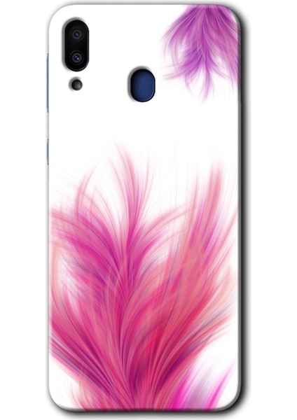 Samsung Galaxy M10 Kılıf Hd Desen Baskılı Arka Kapak - Pembe Tüy