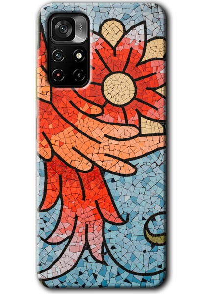 Xiaomi Redmi Note 11T Kılıf Hd Desen Baskılı Arka Kapak - Mozaik Çiçek