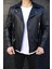 SB Collection Erkek Siyah Biker Baharlık Deri Ceket 2