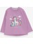Kız Çocuk Sweatshirt Sevimli Unicorn Baskılı 1-4 Yaş, Eflatun 1
