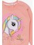 Kız Çocuk Sweatshirt Baskılı Unicorn 1.5-5 Yaş, Somon 3