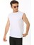 Erkek Beyaz Tank Sıfır Kol Pamuk T-Shirt 1