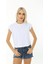 Kadın Kolsuz T Kol Detaylı T-Shirt Bluz Beyaz 1