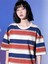Kırmızı Mavi Çizgili Beyaz Oversize T-Shirt 2