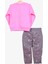 Kız Bebek Eşofman Takımı Tavşan Baskılı Pullu 9 Ay-3 Yaş, Neon Pembe 2
