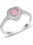 Gümüş Rodyumlu Pırlanta Modeli Pembe Taşlı Kalp Yüzük 1