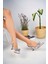Kadeh Ökçeli Arkası Açık Gümüş Saten Taşlı Kadın Stiletto 3