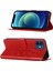 iPhone 12 Mini Için Kelebek Pu Deri Çevirmeli Cüzdan Stand Telefon Kılıfı - Kırmızı (Yurt Dışından) 1