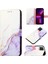 8 / 8 Pro Için Mermer Desenli Pu Deri Cüzdan Telefon Kılıfı - Beyaz / Mor (Yurt Dışından) 1