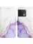 10 Pro Için Mermer Desenli Pu Deri Cüzdan Telefon Kılıfı - Beyaz / Mor (Yurt Dışından) 4