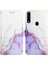 A8 A31 Için Mermer Desenli Pu Deri Cüzdan Telefon Kılıfı - Beyaz / Mor (Yurt Dışından) 4