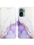 Redmi Note 10 Pro / 10 Pro Max Için Mermer Desenli Pu Deri Cüzdan Telefon Kılıfı - Beyaz / Mor (Yurt Dışından) 4