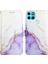Smart 6 Için Mermer Desenli Pu Deri Cüzdan Telefon Kılıfı - Beyaz / Mor (Yurt Dışından) 4