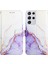 Galaxy S21 Ultra 5g Için Mermer Desenli Pu Deri Cüzdan Telefon Kılıfı - Beyaz / Mor (Yurt Dışından) 4