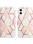 iPhone 12 Mini Için Mermer Desenli Pu Deri Cüzdan Telefon Kılıfı - Pembe / Beyaz (Yurt Dışından) 1