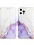 iPhone 13 Pro Max Için Mermer Desenli Pu Deri Cüzdan Telefon Kılıfı - Beyaz / Mor (Yurt Dışından) 4