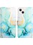 iPhone 13 Mini Için Mermer Desenli Pu Deri Cüzdan Telefon Kılıfı - Yeşil (Yurt Dışından) 4