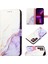 Galaxy S22 Ultra Için Mermer Desenli Pu Deri Cüzdan Telefon Kılıfı - Beyaz / Mor (Yurt Dışından) 1
