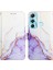 Hot 11 Için Mermer Desenli Pu Deri Cüzdan Telefon Kılıfı - Beyaz / Mor (Yurt Dışından) 4