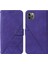 iPhone 11 Pro Max Için Kabartmalı Pu Deri Stand Cüzdan Telefon Kılıfı - Mor (Yurt Dışından) 1