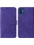 iPhone 12 Mini Için Kabartmalı Pu Deri Stand Cüzdan Telefon Kılıfı - Mor (Yurt Dışından) 1