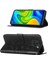 Redmi Note 9 Için Kelebek Pu Deri Çevirmeli Cüzdan Stand Telefon Kılıfı - Siyah (Yurt Dışından) 1