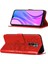 Redmi 9 / Poco M2 Için Kelebek Pu Deri Çevirmeli Cüzdan Stand Telefon Kılıfı - Kırmızı (Yurt Dışından) 1