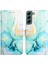 Galaxy S22 Plus Için Mermer Desenli Pu Deri Cüzdan Telefon Kılıfı - Yeşil (Yurt Dışından) 4