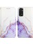 Redmi Note 11S / NOTE11 4g Için Mermer Desenli Pu Deri Cüzdan Telefon Kılıfı - Beyaz / Mor (Yurt Dışından) 4