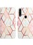 A8 A31 Için Mermer Desenli Pu Deri Cüzdan Telefon Kılıfı - Pembe / Beyaz (Yurt Dışından) 4