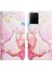 Y21 2021 / Y33S Y21S Için Mermer Desenli Pu Deri Cüzdan Telefon Kılıfı - Rose Gold (Yurt Dışından) 4