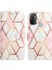 A53 4g / A32 4g / A53S 4g / A33 4g Için Mermer Desenli Pu Deri Cüzdan Telefon Kılıfı - Pembe / Beyaz (Yurt Dışından) 4
