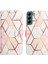 Galaxy S22 Plus Için Mermer Desenli Pu Deri Cüzdan Telefon Kılıfı - Pembe / Beyaz (Yurt Dışından) 4