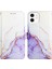 iPhone 12 Mini Için Mermer Desenli Pu Deri Cüzdan Telefon Kılıfı - Beyaz / Mor (Yurt Dışından) 4