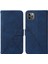 iPhone 11 Pro Max Için Kabartmalı Pu Deri Stand Cüzdan Telefon Kılıfı - Mavi (Yurt Dışından) 1