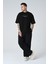 Erkek Harf Kabartma Bsakılı Kısa Kollu Oversize Basic T-Shirt 1