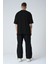 Erkek Yazı Kabartma Baskılı Kısa Kollu Oversize Basic T-Shirt 3