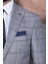 Erkek Slim Fit Sivri Yaka Ekose Yelekli Açık Gri Kombin Takım Elbise 3
