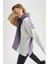 Geometrik Renk Bloklu Balıkçı Yaka Oversize Fit Ekstra Yumuşak Triko Tunik U8689AZ22WN 4