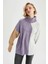 Geometrik Renk Bloklu Balıkçı Yaka Oversize Fit Ekstra Yumuşak Triko Tunik U8689AZ22WN 7