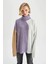 Geometrik Renk Bloklu Balıkçı Yaka Oversize Fit Ekstra Yumuşak Triko Tunik U8689AZ22WN 8