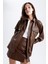 Oversize Fit Gömlek Yaka Suni Deri Uzun Kollu Gömlek V2938AZ22WN 7