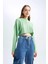 Coool Relax Fit Örgü Desenli Kayık Yaka Crop Kazak T4518AZ22AU 3
