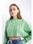 Coool Relax Fit Örgü Desenli Kayık Yaka Crop Kazak T4518AZ22AU 4