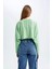 Coool Relax Fit Örgü Desenli Kayık Yaka Crop Kazak T4518AZ22AU 5